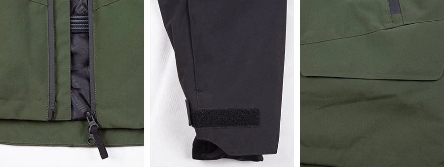 Mens waterproof ski jacket detail